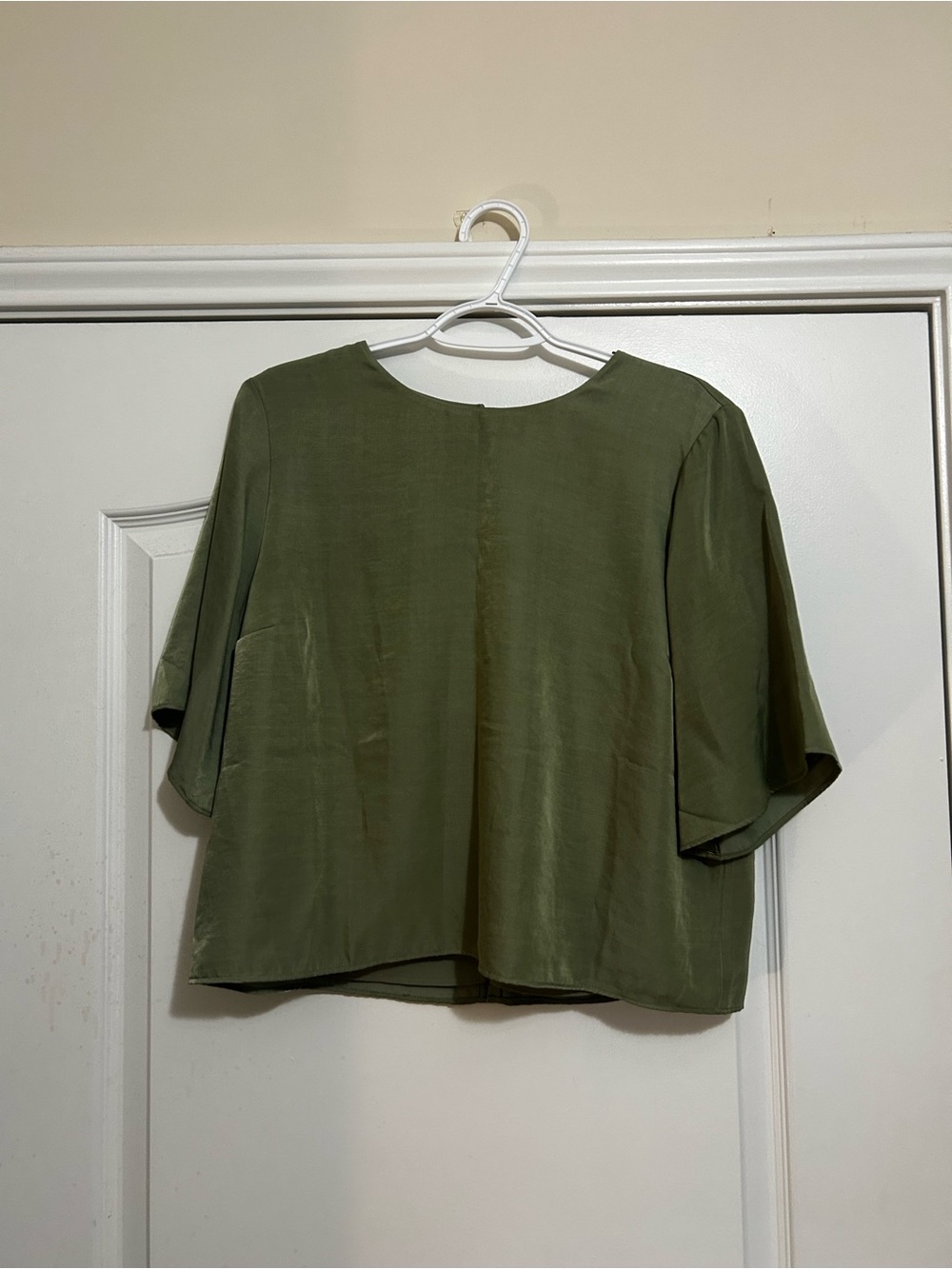 Abercrombie & Fitch Olive Green Boxy Short Sleeve Blouse